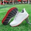 Novos Sapatos de Golfe Masculinos para Outono e Inverno Xadrez Respirável Casuais Antiderrapantes Resistentes ao Desgaste para Exterior com Travas