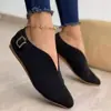 Zapatos planos de gamuza de punta fina con hebilla, talla grande, para mujer, comercio exterior, nuevos zapatos versátiles de estilo vintage para ir al trabajo, verano 2026