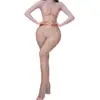 Lencería Sexy Transparente Calada de una Pieza, Estilo Europeo y Americano Ajustada de Malla Roja Transparente con Mangas Largas, Transfronterizo