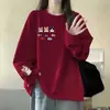 Versão Coreana Ins Marca da Moda Camiseta de Algodão Puro Gola Redonda Manga Longa para Mulheres Primavera e Outono Nova Solta Estudante Versátil Camiseta Básica Top