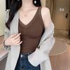 Chaleco Térmico de Encaje con Cuello en V Grueso y Forrado de Felpa para Mujer, para Usar Exteriormente o como Top Interior con Almohadilla en el Pecho, Ropa Interior Térmica Cómoda