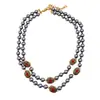 Set de Aretes y Collar de Perlas Incrustados con Diamantes Vintage, Cadena para Clavícula Estilo Retro, Joyería de Lujo Ligero y de Alta Gama