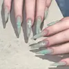 Bolo Doce de Confeitaria Manicure Semi-Artesanal Unhas Usáveis Laço Dopamina Unhas Olho de Gato de Verão Clareamento Manicure de Alto Padrão