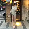 Suéter Retro Americano de Punto Falso de Dos Piezas con Solapa Unisex Invierno Diario Estilo Perezoso Versátil Casual Prendas de Punto Moderno