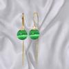 Exquisitos Aretes de Gota de Agua Verde para Mujer 2025 Nuevos Aretes Versátiles de Moda Retro de Alta Gama con Imitación de Ojo de Gato