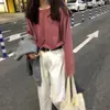 Camiseta de Manga Larga de Color Sólido Estilo Coreano Nueva para Mujer, Holgada y Versátil Ropa de Estudiante, Mayoreo de Tops para Mujer, Primavera y Otoño 2026