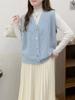 Outono New Twist Malha Colete Cardigan Feminino Solto Estilo Coreano Empilhado Colete Casual Colete Cardigan Feminino