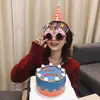 Óculos Divertidos Estilo Livro Vermelho Pequeno Layout de Cena de Festa Chapéu de Aniversário Feliz Aniversário Adereços para Selfie Decoração de Bolo