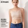 [Procesamiento Personalizado] Sujetador Base de Encaje Hueco sin Tirantes de Seda Camisola con Almohadillas en el Pecho para Mujer