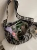 Bolsa de tela a cuadros para estudiante universitario de Otoño e Invierno, Bolso de hombro nuevo para mujer, Bolso cruzado ligero de gran capacidad
