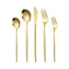 Cubiertos de Acero Inoxidable Portugueses Transfronterizos Set de 4/5 Piezas, Exquisito Set de Cuchillo, Tenedor y Cuchara de Estilo Occidental para Uso Doméstico