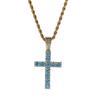 Colar com Pingente de Cruz Simples Hip Hop Gu Meng Joias Cobre Montado Zircônio Rosa Corrente para Suéter Unissex
