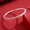 Pulsera de Plata de Ley 9999 Hielo Triturado Tres Caras para Mujer, Lujo Accesible y Pulsera Abierta Sólida de Plata Esterlina de Gama Alta como Regalo para tu Novia