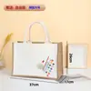 Bolsa de Pintura DIY Feita à Mão, Bolsa de Lona Patchwork de Linho, Bolsa Tote de Linho de Grande Capacidade, Kit de Materiais, Presente Feito à Mão de Juta
