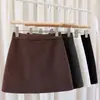 Saia de Lã Retrô para Mulheres na Primavera e Outono, Estilo Coreano, Tendência, Confortável e Simples, Saia Curta Evasê, Saia de Cintura Alta no Quadril