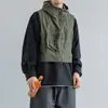 Chaleco Chaqueta de Trabajo Corto Estilo Cityboy Japonés para Hombre Verano Delgado con Capucha Funcional Multibolsillos
