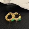 Brincos Geométricos de Bloco Zircônia Distintos Femininos Retro Indústria Pesada Elegante Francês Argola de Orelha Ins Nicho Doce Cool Acessórios de Orelha Tendência
