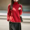 Suéter de punto de base para mujer, de estilo francés, dos tonos, cuello alto apilado, aspecto de dos piezas, 100% lana, elegante y cálido