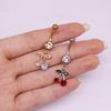 Gaibei Europeo y Americano transfronterizo fruta colgante cabeza anillo para el ombligo con colgante de circonita incrustada piercing uña para el ombligo diamante completo decoración para el ombligo