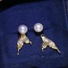Accesorios DIY Aretes de perlas de plata esterlina S925 soporte vacío Aretes divididos cola de pez Seiko soporte plateado material para aretes hechos a mano