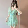 Nuevo Traje de Baño Enterizo con Falda Estilo Coreano Tallas Grandes para Mujer, Conservador, Cubre Vientre, Adelgazante, Push-Up, para Aguas Termales y Vacaciones, Traje de Baño Tallas Grandes para Chicas Gorditas