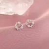Plata de Ley S925 Rama Hoja Guirnalda Pequeña Pendientes Frescos para Mujer Diseño Pequeño Guirnalda de Diamantes Pendientes Japoneses y Coreanos Venta al por Mayor