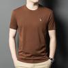 Camiseta de manga corta algodón marca de moda ropa de hombre 2024 Verano color liso bordada transpirable de media manga top para hombre una pieza entrega