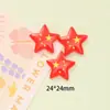 Bandera Roja del Día Nacional Corazón Estrella de Cinco Puntas Accesorios de Resina Pasador de Pelo DIY Diadema Funda para Teléfono Móvil Hebilla para Zapato con Agujero Parche