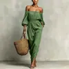 Mono Elegante de Moda Otoño-Invierno 2026 Europeo y Americano, de Hombros Descubiertos, Ceñido a la Cintura, con Mangas Abullonadas, de Venta Caliente para Viajes