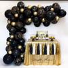 Kit de Corrente de Balões Pérola Preta com Pontos Dourados Preto e Dourado Champanhe Suprimentos para Festa de Aniversário Balão de Látex Decorativo