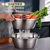 Práctico juego de bol y colador de acero inoxidable 304 para la cocina, con un bol multiusos engrosado de borde ancho con bandeja escurridora y tapa