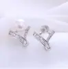 Accesorios para Pendientes de Perla con Aguja de Plata S925, Circonita Cúbica de Forma T de Alta Gama, Pendientes Elegantes y Únicos al por Mayor
