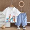Conjunto de Moda Verão Manga Curta para Meninos, Novo Conjunto de Duas Peças Manga Curta Fashion e Estiloso com um Grupo de Animais, Venda Direta
