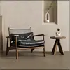 Cadeira de Sofá Retrô Corda Externa Estilo Wabi-Sabi Cadeira Única de Rattan Varanda Jardim Pousada Pátio Madeira Maciça Móveis Anticorrosivos