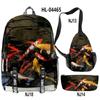 Novo Produto 2022 Estação Independente Koi Tecido Oxford 3D Conjunto de Mochila Cool para Estudante Bolsa de Ombro Estojo