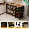 Estante de almacenamiento para cocina, cesta multifuncional para verduras, encimera de corte, estante de almacenamiento para microondas y utensilios de cocina, gabinete lateral, mesa multicapa