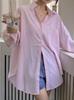 Camisa Rayada Estilo Coreano Estilo Perezoso para Mujer 2025 Nueva Primavera y Verano Diseño Dulce Sentido Casual Suelta Chaqueta Camisera