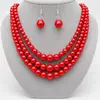 Conjunto Exagerado de Collar y Pendientes de Perlas Multicapa Estilo Europeo y Americano, Gargantilla de Moda para Mujer, Accesorios para Boda, Novia, Fiesta