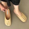 Chinelos Baotou para Uso Externo Feminino 2025 Novo Chinelo Mule Francês Preguiçoso Vovó Feijão Sapatos Rasteirinhas Chinelos de Meio Dedo da Moda