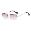 Nuevas Gafas de Sol sin Montura con Corte al Borde para Mujer, Gafas de Sol Cuadradas Degradadas de Celebridad de Internet, Gafas Ojo de Gato de Moda Transfronteriza