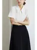 Camisa Blanca Francesa Diseño de Verano para Mujer Nicho Casual Formal Profesional Camisa de Manga Corta Top Fino para Viajar al Trabajo