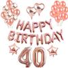 Venta caliente de Amazon oro rosa 16 años 21 años cumpleaños película de aluminio estrella de cinco puntas Paquete de globos de papel de aluminio para fiesta de Amor