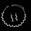 Accesorios de Boda para Novias Europeas y Americanas Moda Estilo Coreano Accesorios para Novias Juego de Tres Piezas de Collar, Aretes y Pulsera de Diamante Plateado
