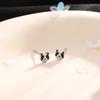 Pendientes de panda mini súper lindos de Ancient Cat Ning, flores dulces y lindas, pendientes de panda negro tesoro nacional para mujer