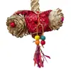 Adornos de Navidad de loro colgante juguete pájaro juguete hierba cepillada juguete para aliviar la congestión rafia nuez juguete para morder