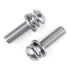 Tornillos de Tres Combinaciones de Acero Inoxidable 304 con Cabeza Redonda y Hexágono Interior, Tornillos de Tres Combinaciones con Cabeza Plana y Hexágono Interior con Arandela de Resorte Plana