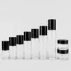En stock: Set de Botellas Redondas Rectas de 30G-120ml, Botellas para Cuidado de la Piel de Fondo Grueso, Botellas con Bomba para Loción, Tarros de Vidrio para Crema
