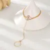 Pulseira Multifacetada Cravejada com Diamantes para Mulheres, Pulseira Anel de Casamento Nupcial Estilo Europeu e Americano, Joia de Mão com Corrente Integrada, Fornecimento Transfronteiriço