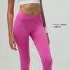 Pantalones de yoga sin costuras estilo europeo y americano, con cintura alta y diseño cruzado, ideales para correr, hacer deporte y fitness.