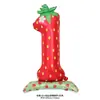 Balão de Filme de Alumínio Número 1 Morango em Pé Ins 42 polegadas Morango Creme Fosco Decoração de Festa de Aniversário de Bebê Arranjo
